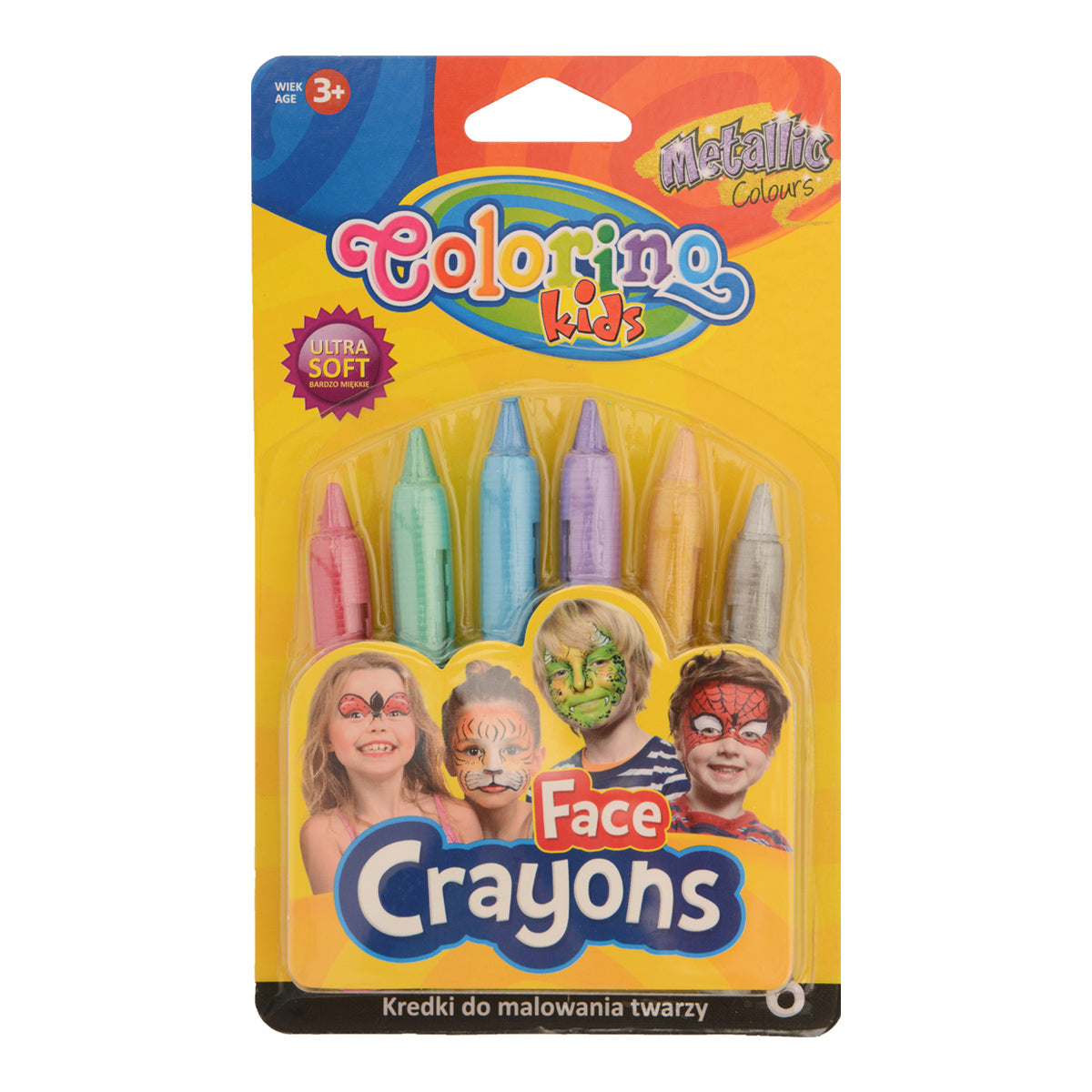 Colorino metallic schmink in plastic bakjes, 6 kleuren