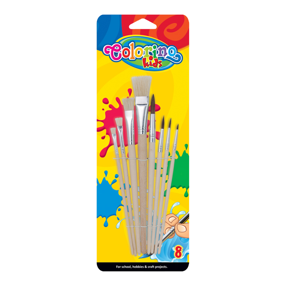 Colorino penselenset plat en rond, 8 stuks