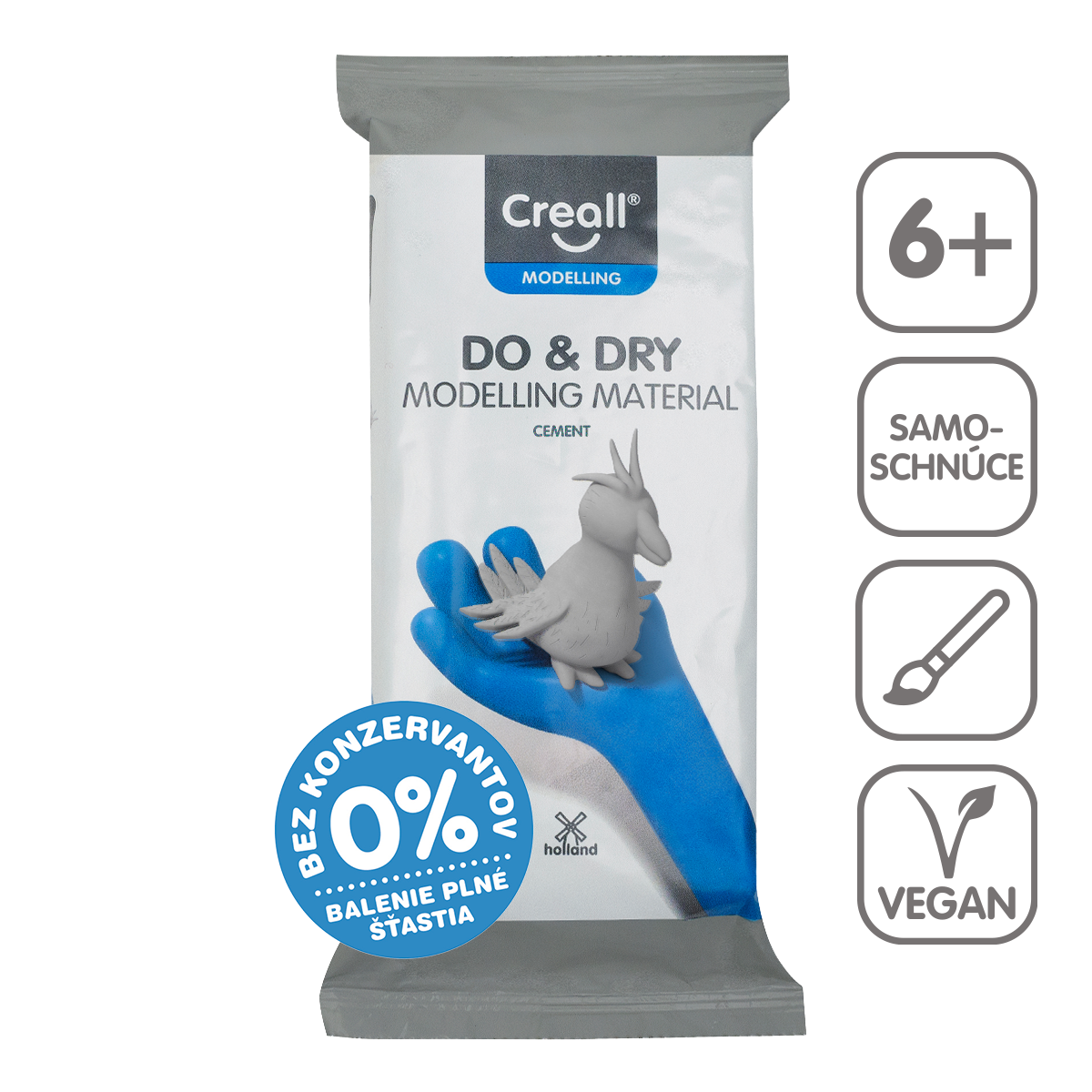 Creall Do&Dry luchtdrogende klei 500 g – cementgrijs
