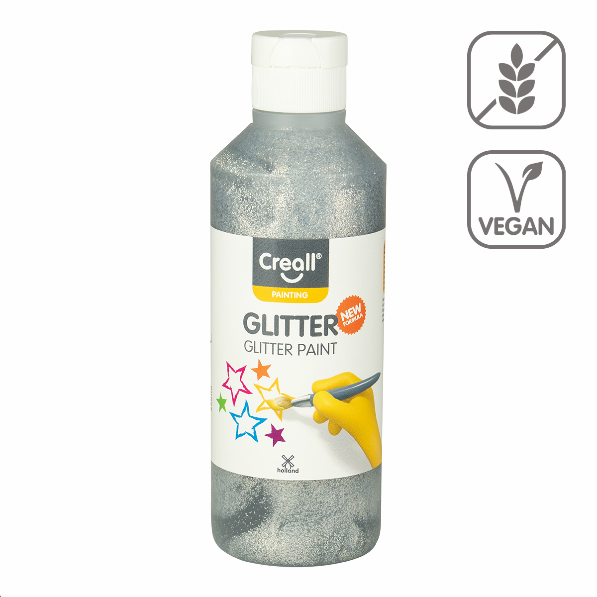 Creall Glitter glitterverf 250 ml, zilver