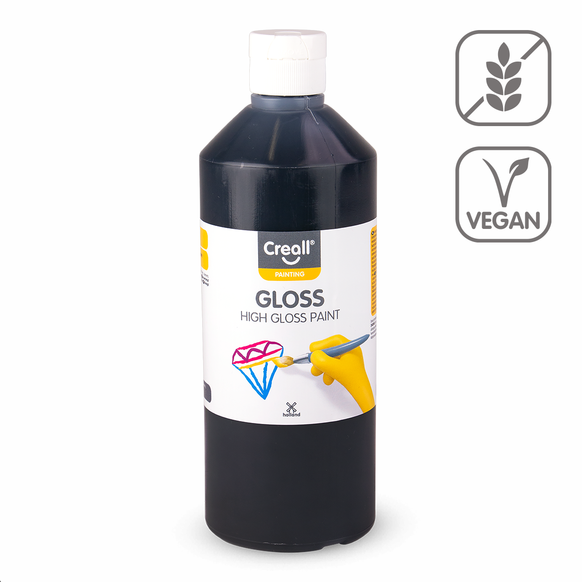 Creall Gloss glanzende schoolverf 500 ml – zwart
