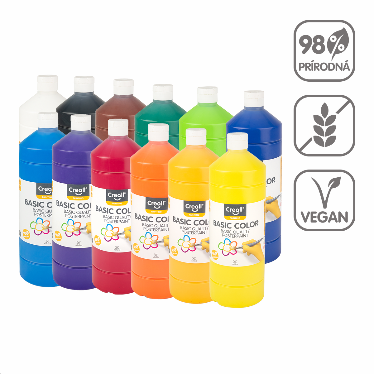 Creall plakkaatverf 1.000 ml, gemengde kleuren – 12 ×