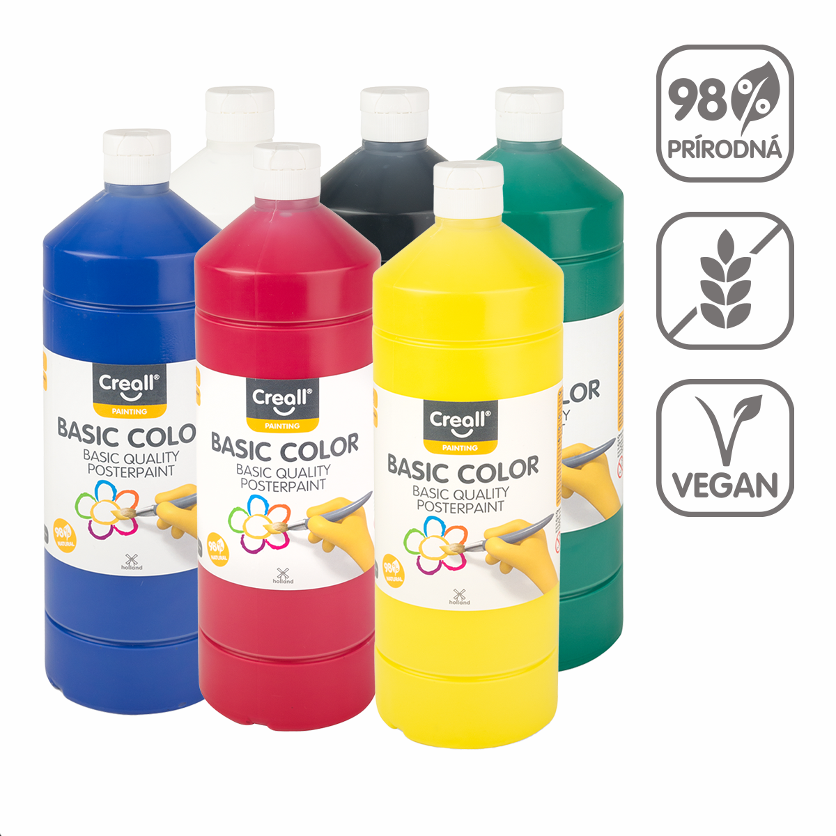 Creall plakkaatverf 1.000 ml, gemengde kleuren – 6 ×