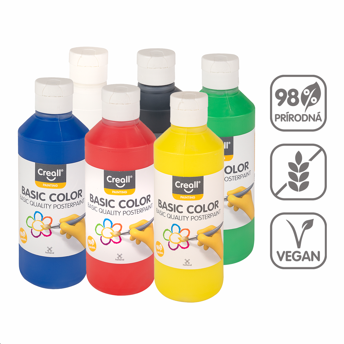 Creall plakkaatverfset 6 × 250 ml – kleurenmix