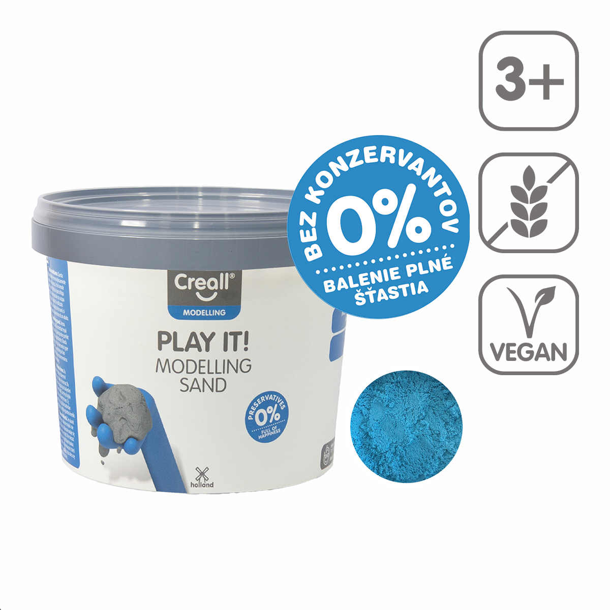 Creall Play it! modelleerzand 750 g in pot – blauw
