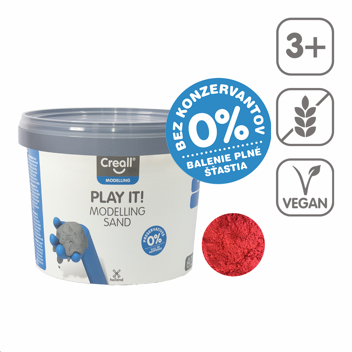Creall Play it! modelleerzand 750 g in pot – rood