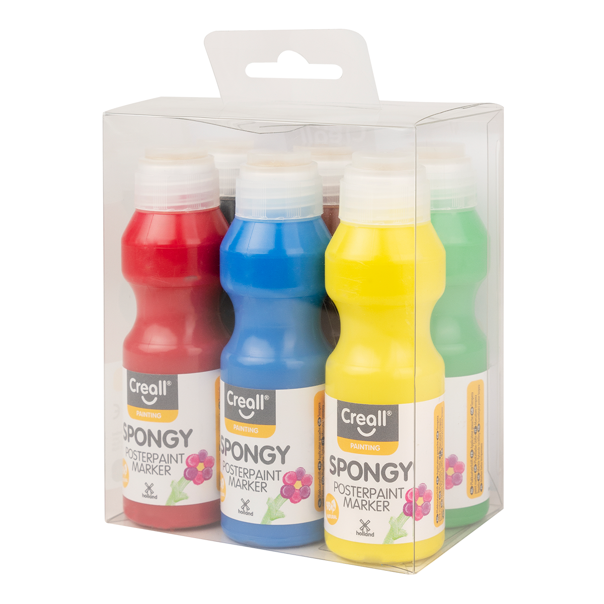 Creall Spongy plakkaatverf met spons, 6 × 70 ml