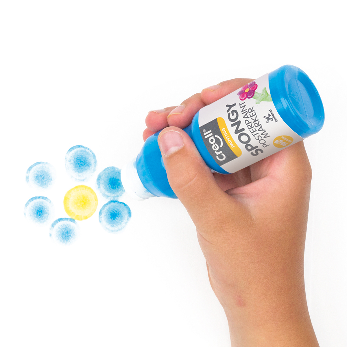 Creall Spongy plakkaatverf met spons, 6 × 70 ml