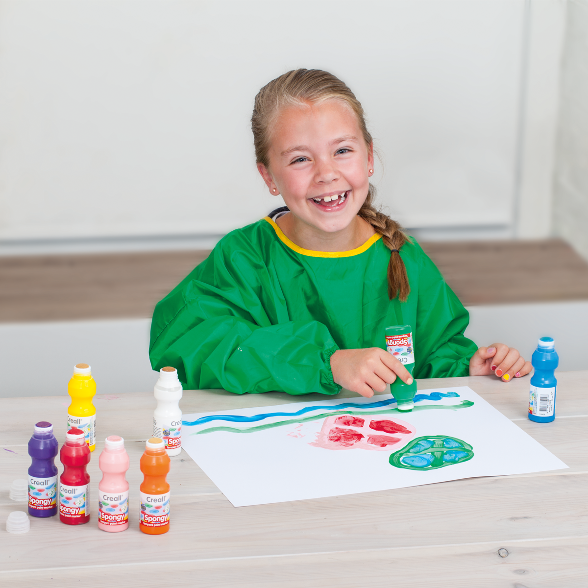 Creall Spongy plakkaatverf met spons, 6 × 70 ml