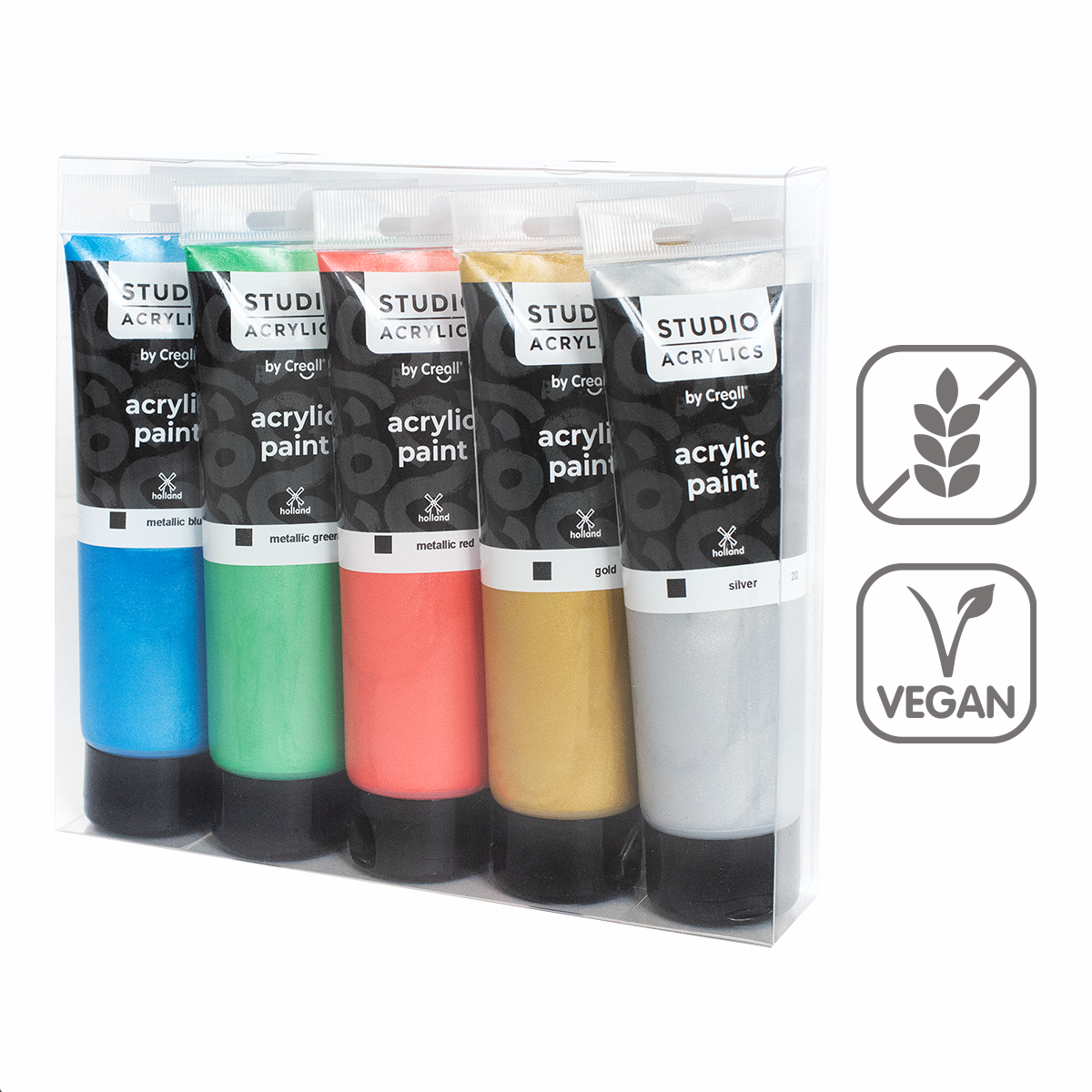 Creall Studio Acrylics acrylverfset 5 × 120 ml – Metallic ×