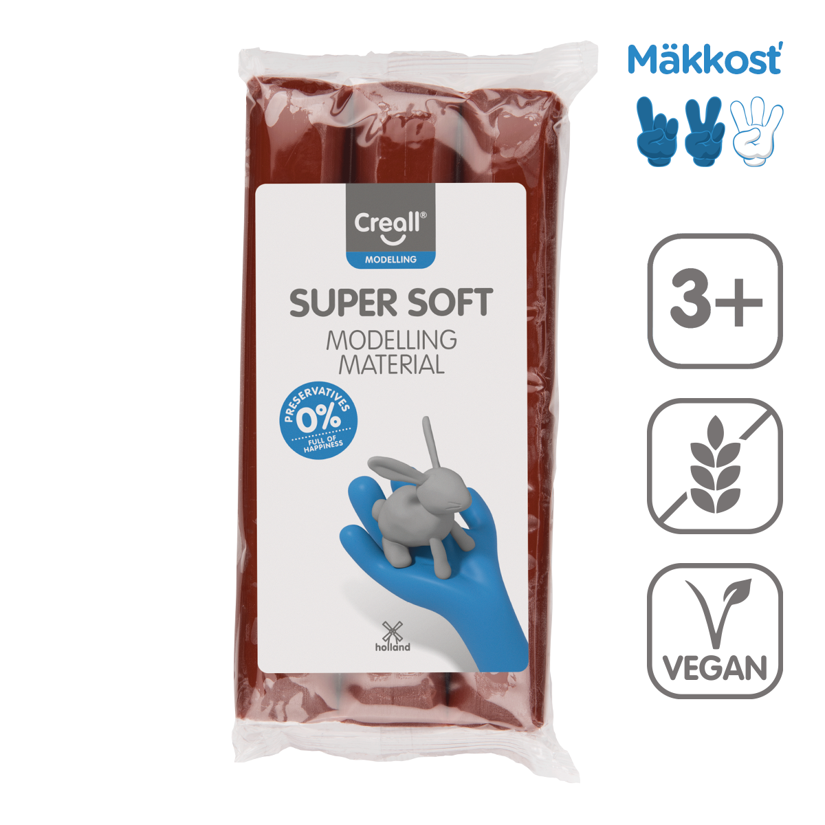 Creall Super Soft speelklei 500 g – bruin