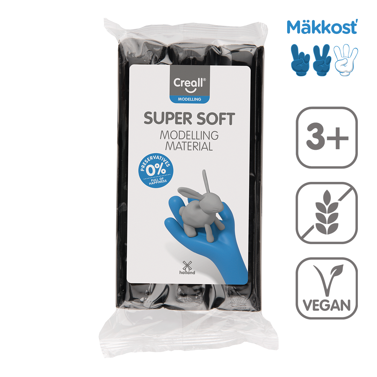 Creall Super Soft speelklei 500 g – zwart