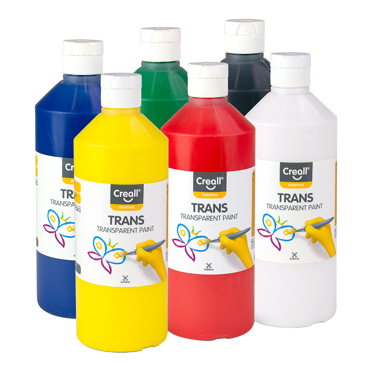 Creall Trans transparante verf, set 6 × 500 ml