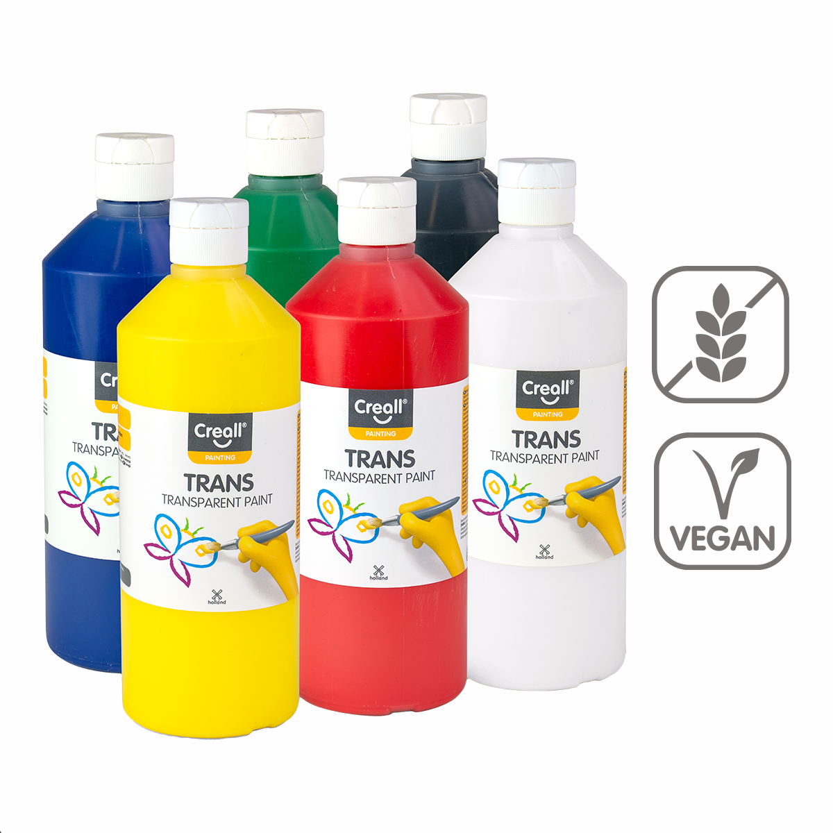 Creall Trans transparante verf, set 6 × 500 ml
