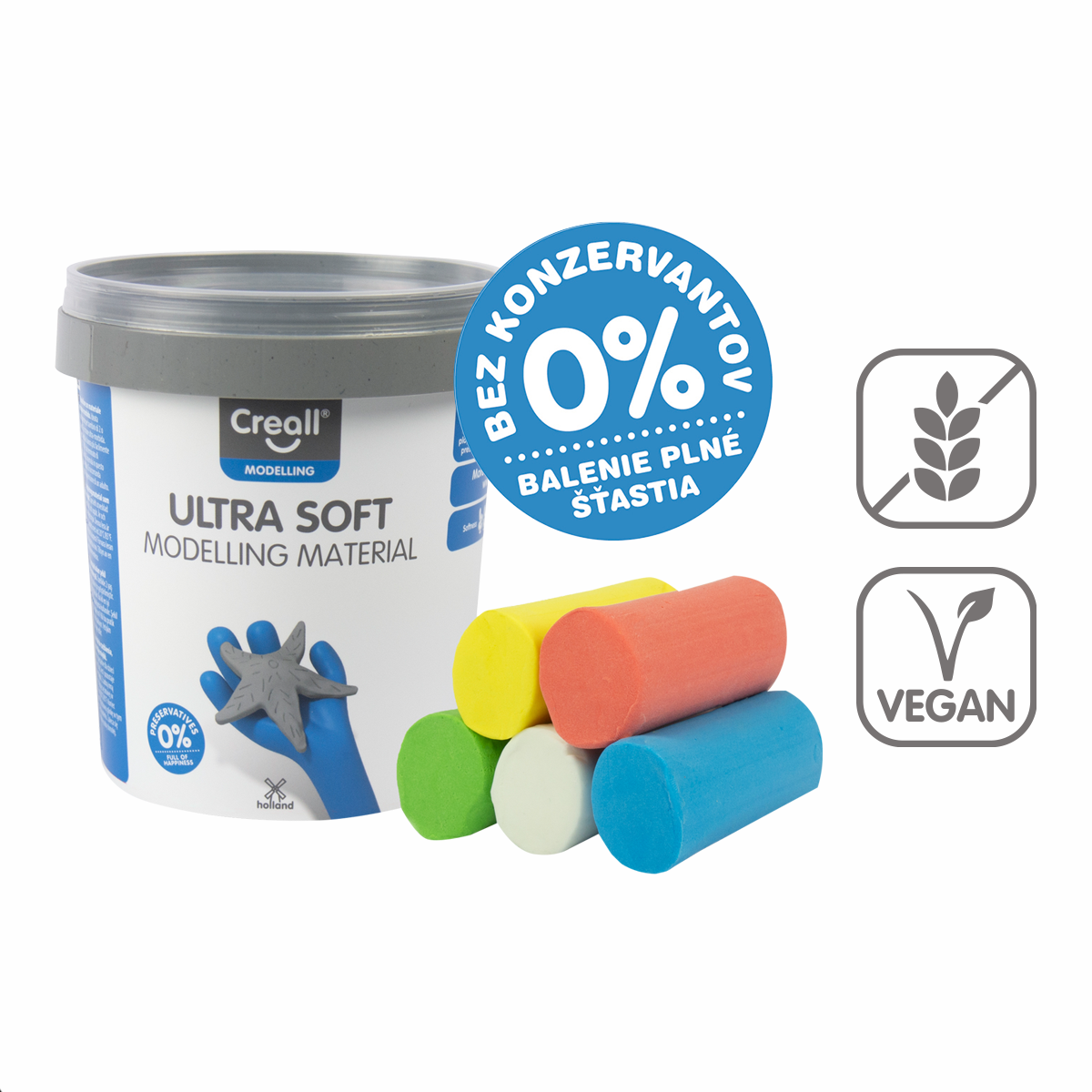 Creall Ultra soft speelklei 5 g in potje, kleurenmix – × 60
