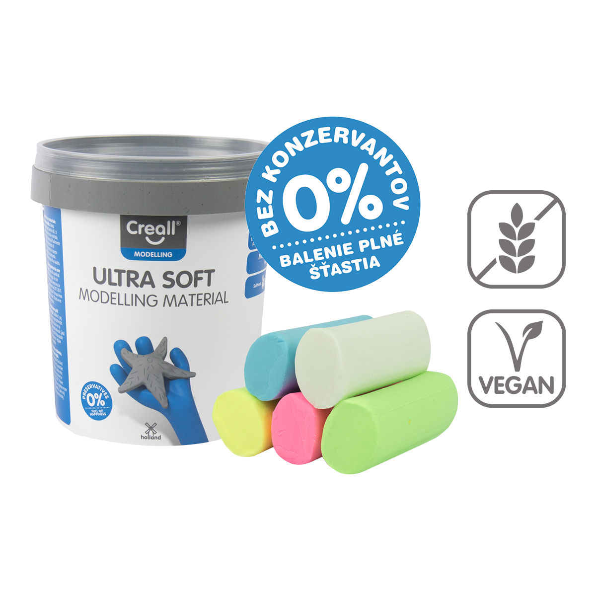 Creall Ultra soft speelklei 5 g in potje, kleurenmix – × 60 pastel