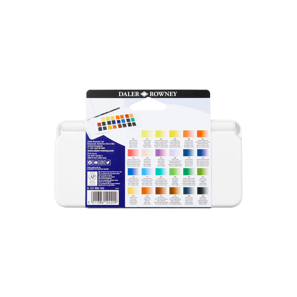 Daler-Rowney Aquafine aquarelverfset 24 halve napjes met penseel