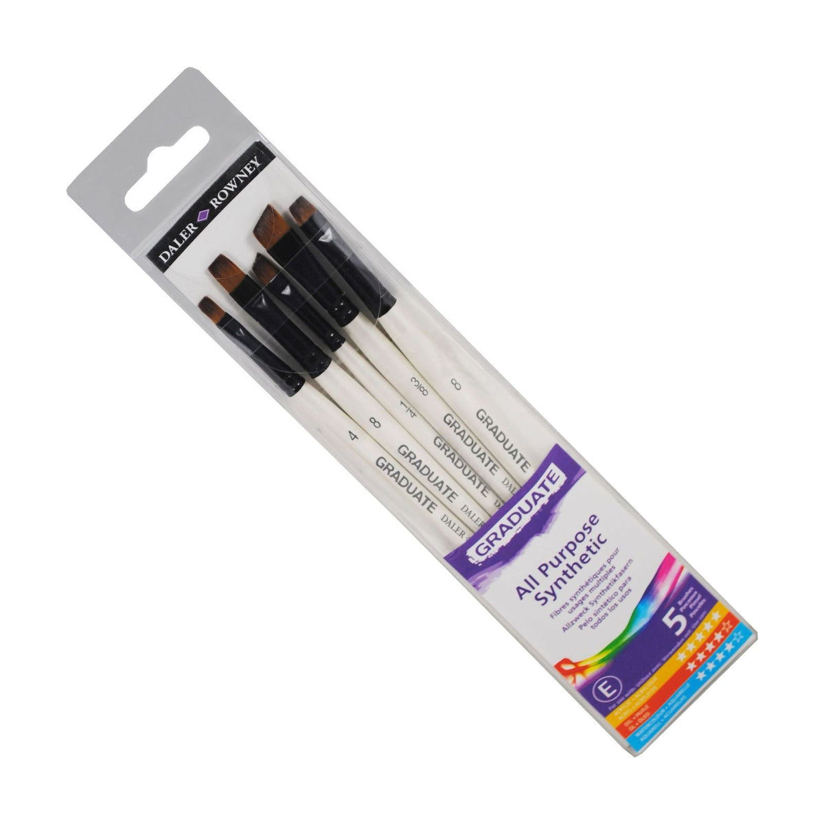 Daler-Rowney Graduate platte penselen, set van 5, korte steel