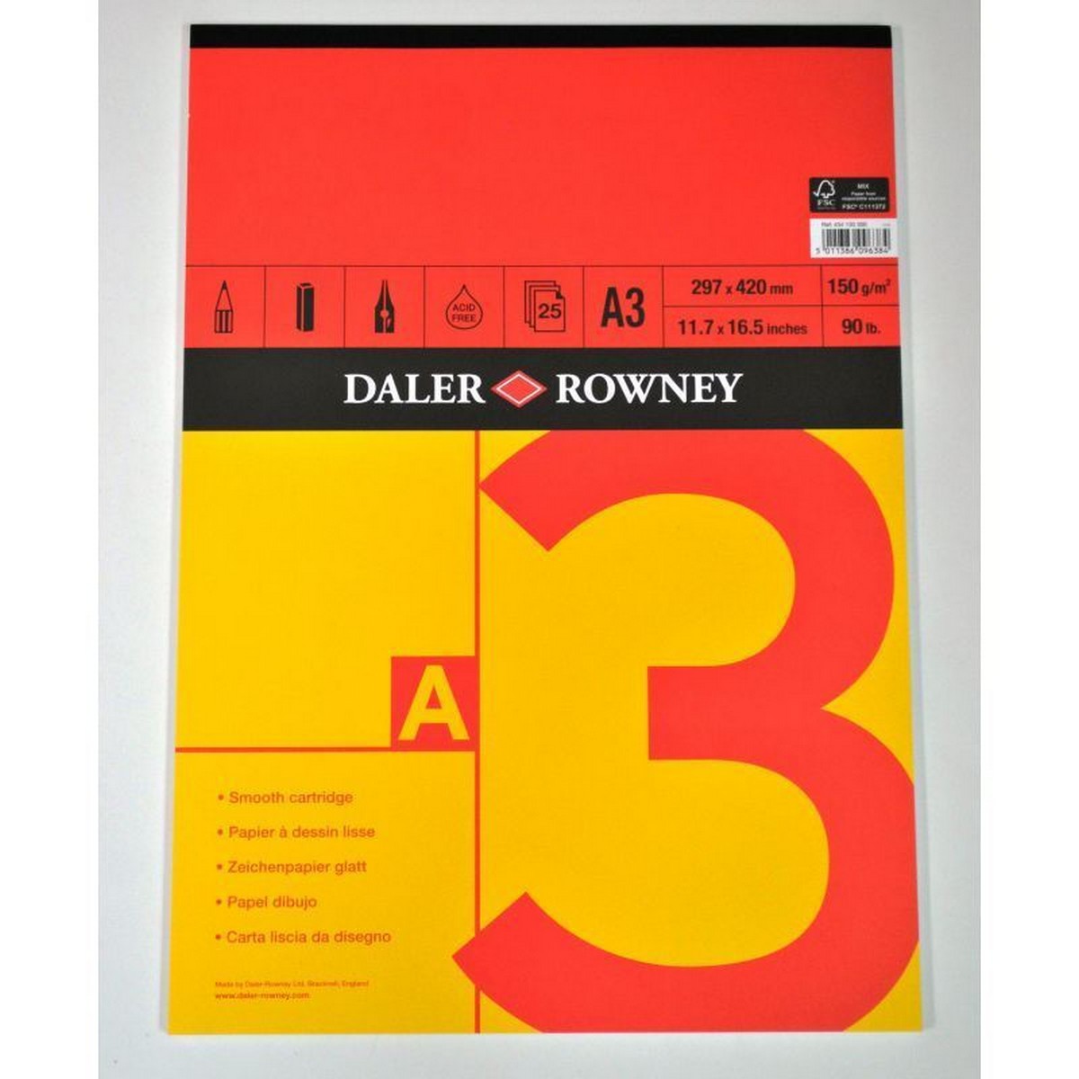 Daler-Rowney Red & Yellow schetsblok A3, 150 g/m², 25 vel