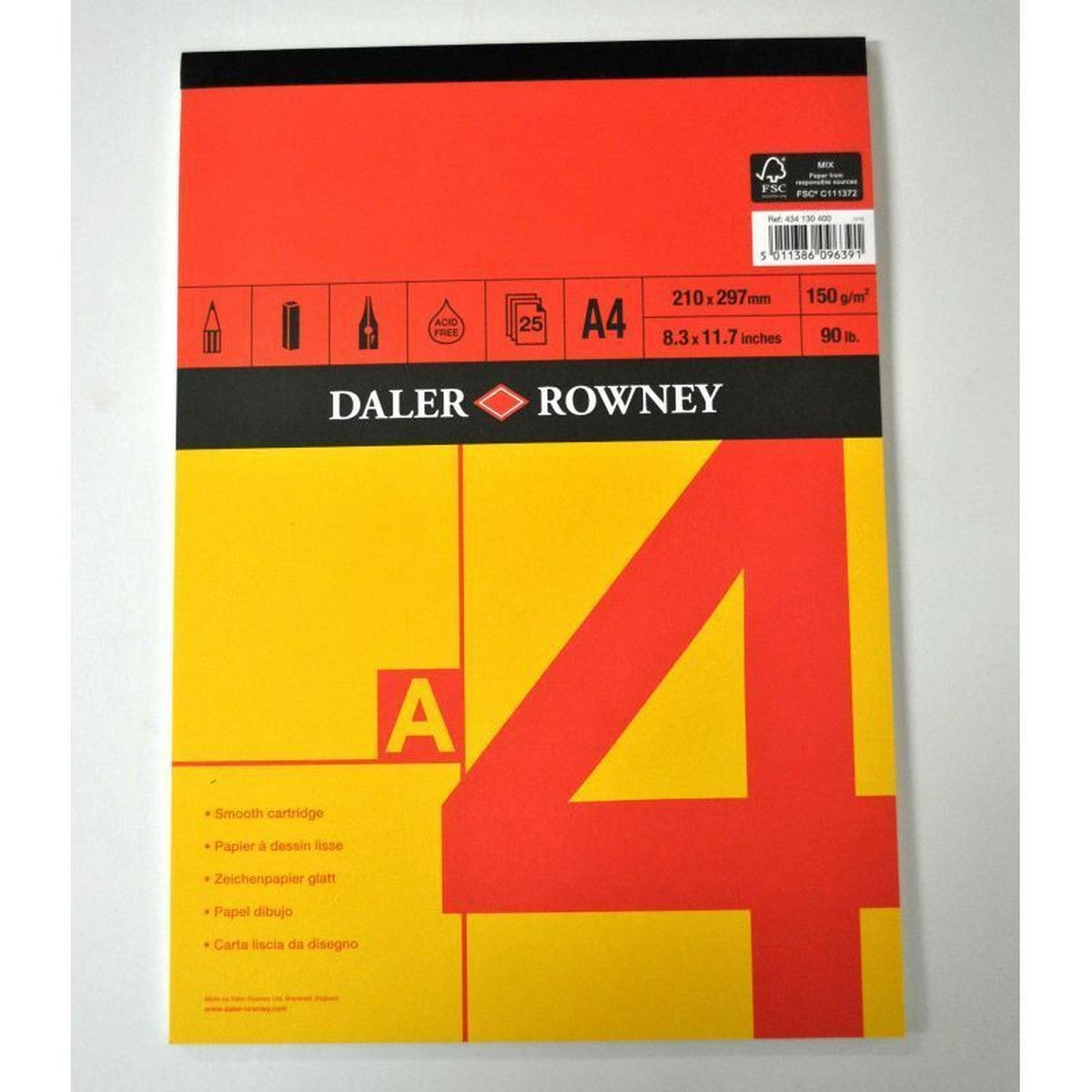 Daler-Rowney Red & Yellow tekenblok A4, 150 g/m², 25 vel