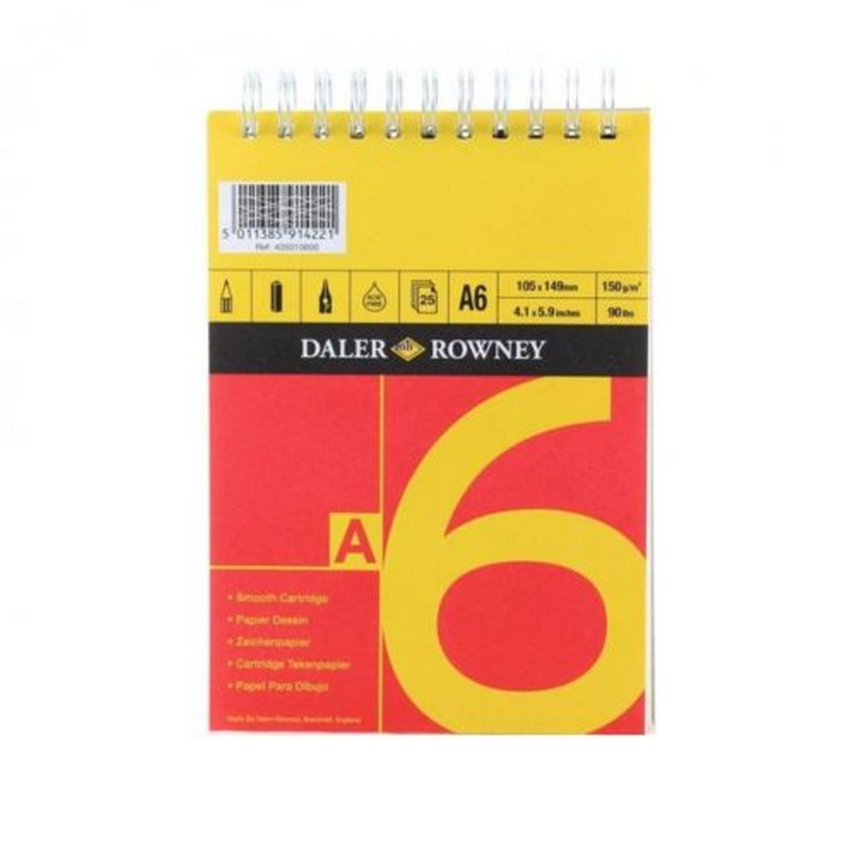 Daler-Rowney Red & Yellow tekenblok A6, 150 g/m², 25 vel