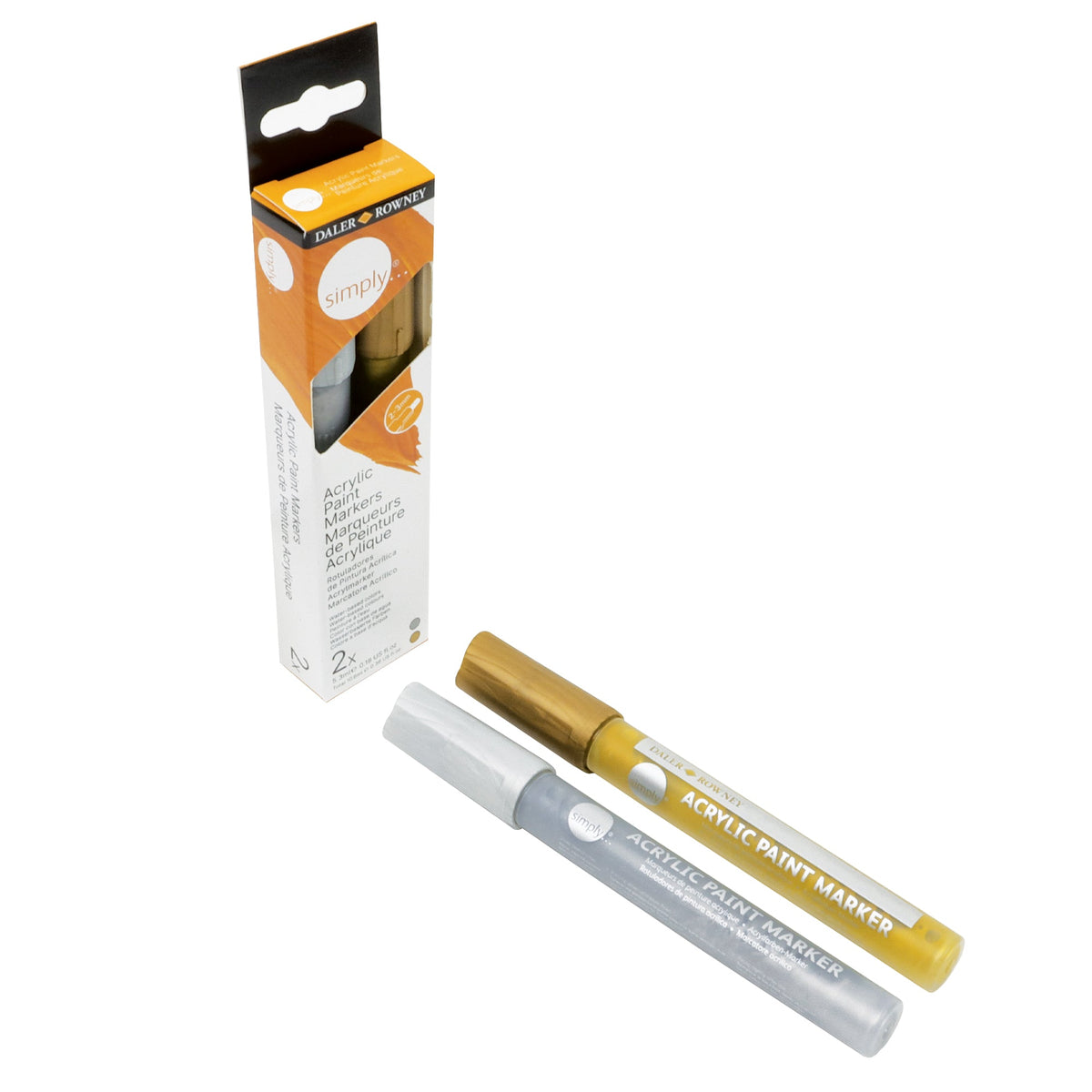 Daler-Rowney Simply acrylmarkers goud en zilver, set van 2