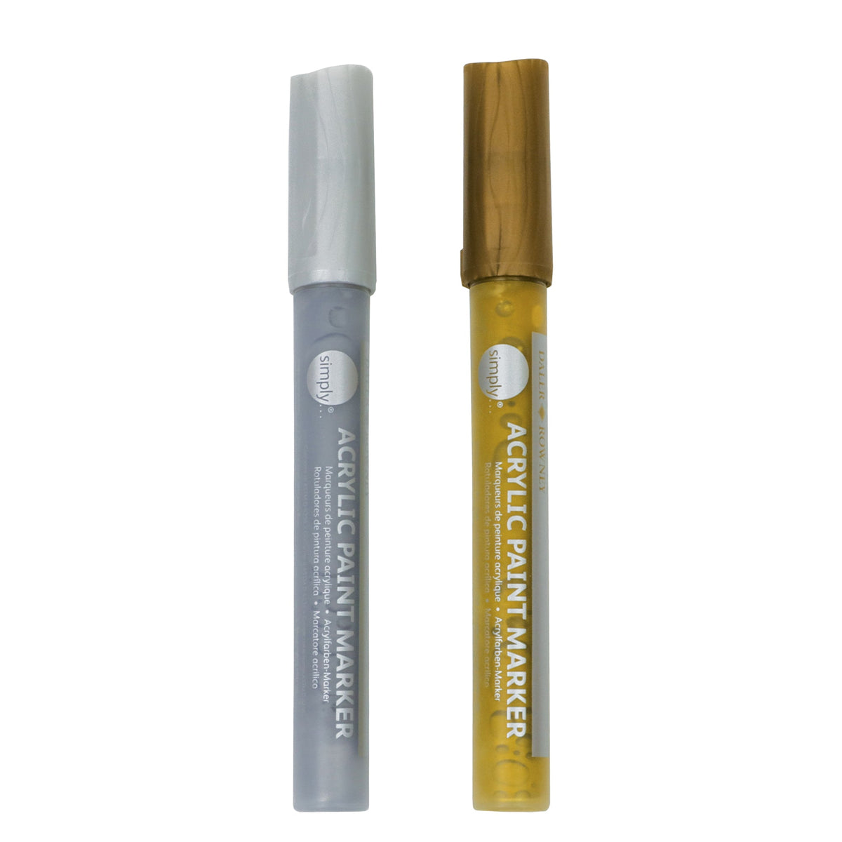Daler-Rowney Simply acrylmarkers goud en zilver, set van 2