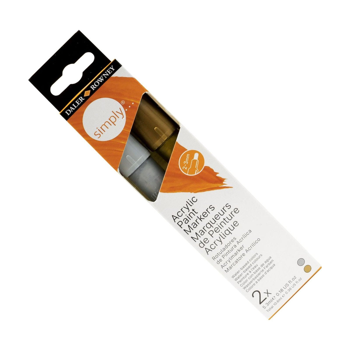 Daler-Rowney Simply acrylmarkers goud en zilver, set van 2