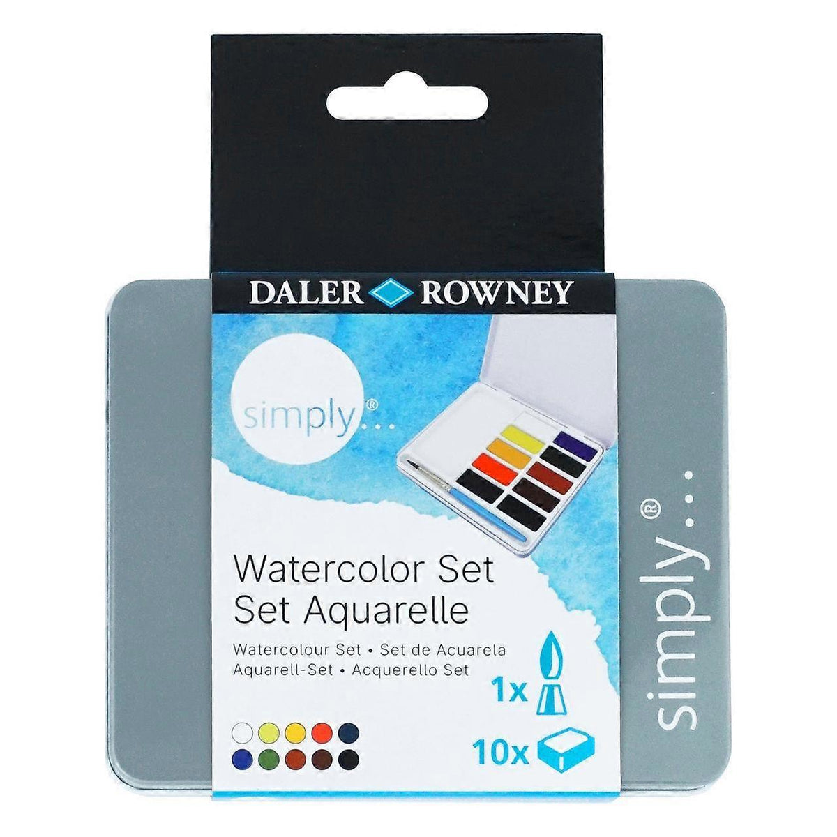 Daler-Rowney Simply aquarelverfset 10 halve napjes + penseel
