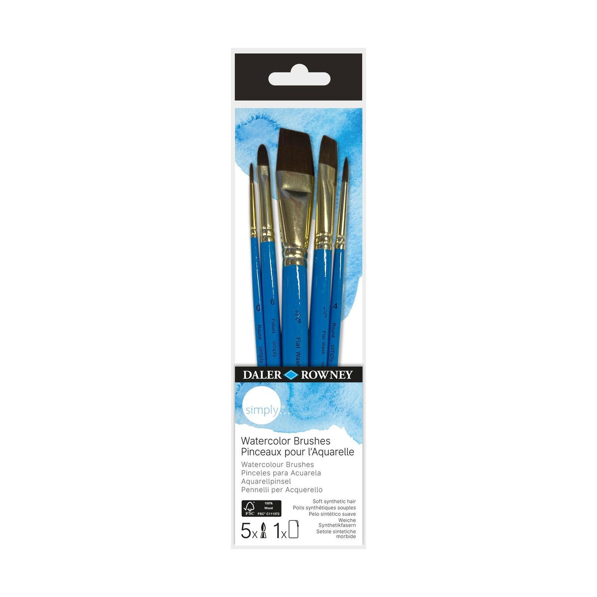 Daler-Rowney Simply penselenset, 5 synthetische penselen