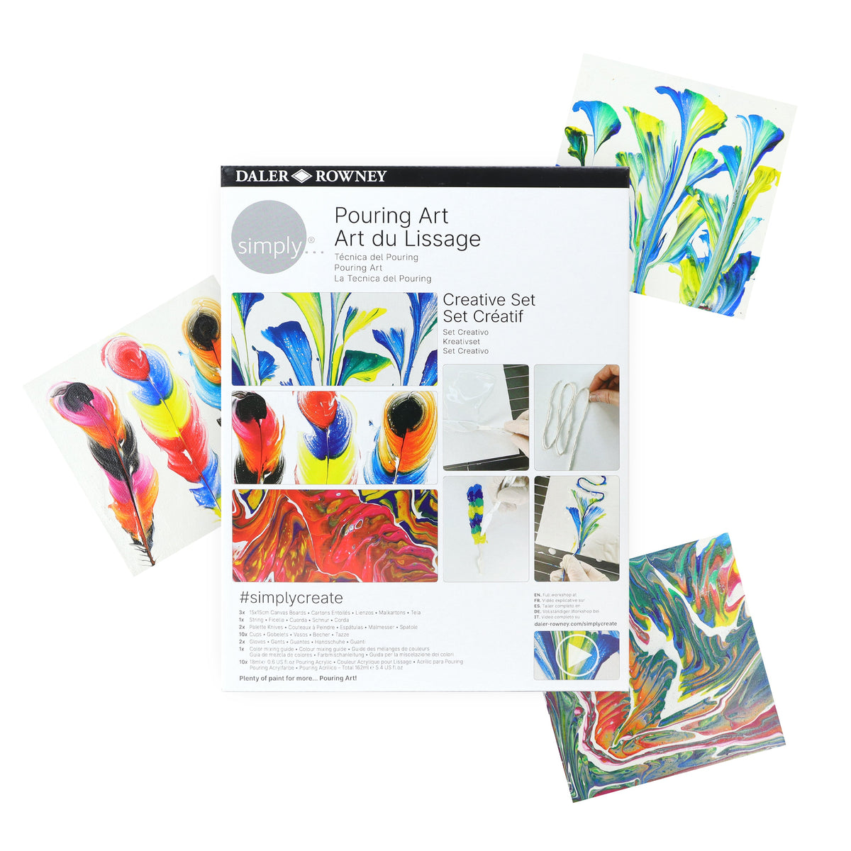 Daler-Rowney Simply pouringset met 10 × 18 ml acrylverf