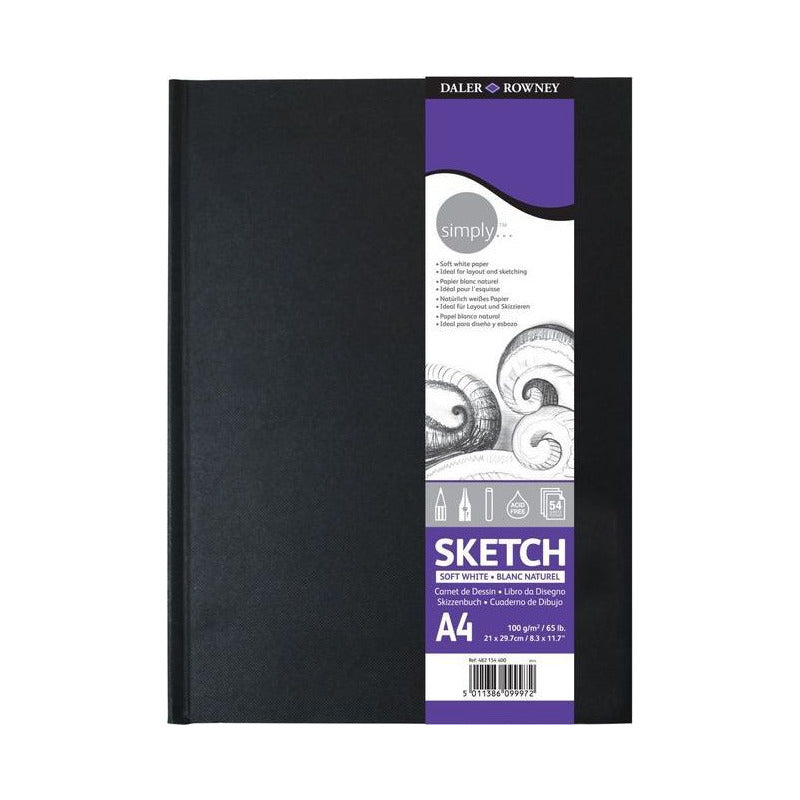 Daler-Rowney Simply schetsboek extra wit, 100 g/m², 54 vel