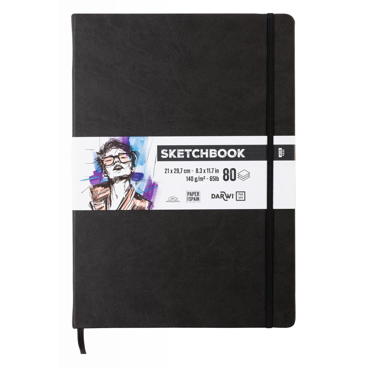 DARWI For You schetsboek Black A4, 140 g/m², 80 vel