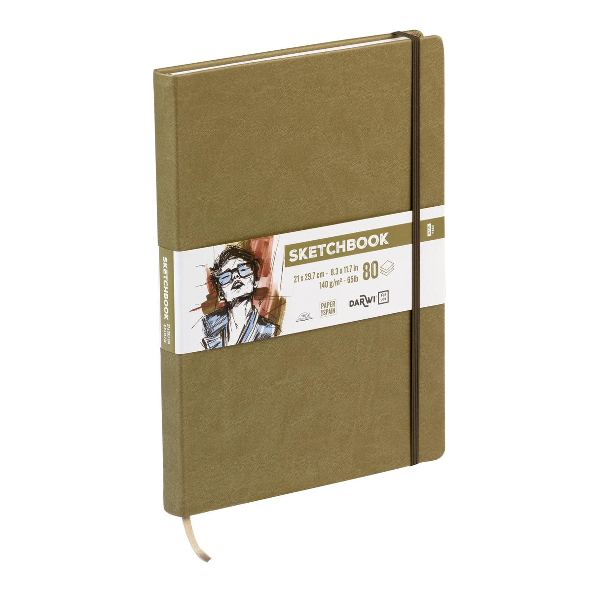 DARWI For You schetsboek Khaki A4, 140 g/m², 80 vel