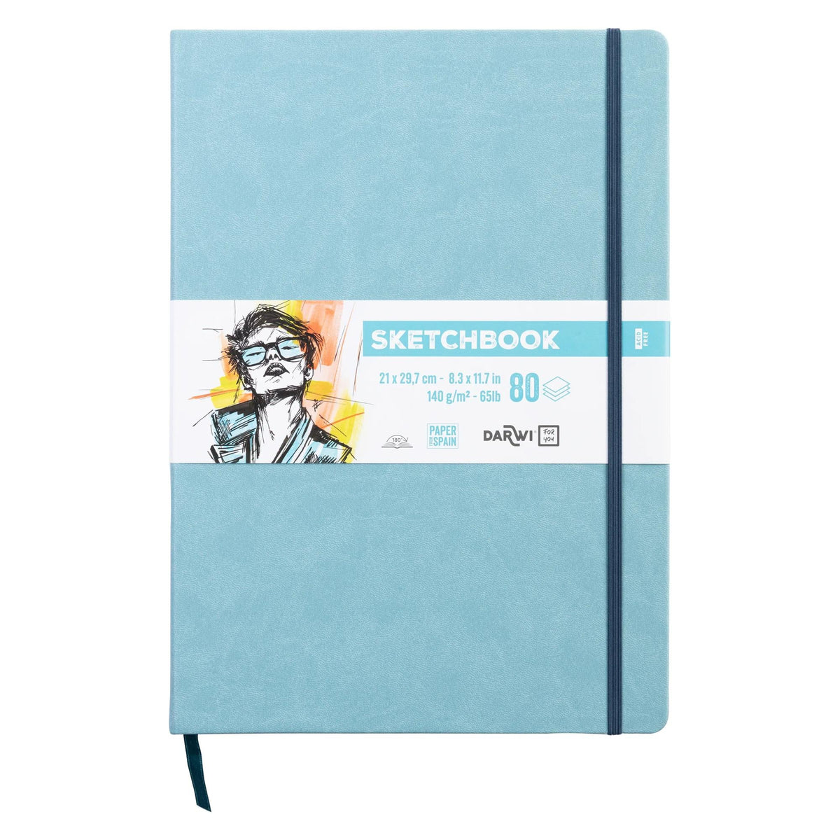 DARWI For You schetsboek Soft Blue A4, 140 g/m², 80 vel
