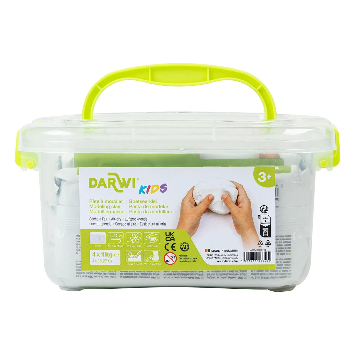 DARWI Kids luchtdrogende klei wit 4 × 1.000 g