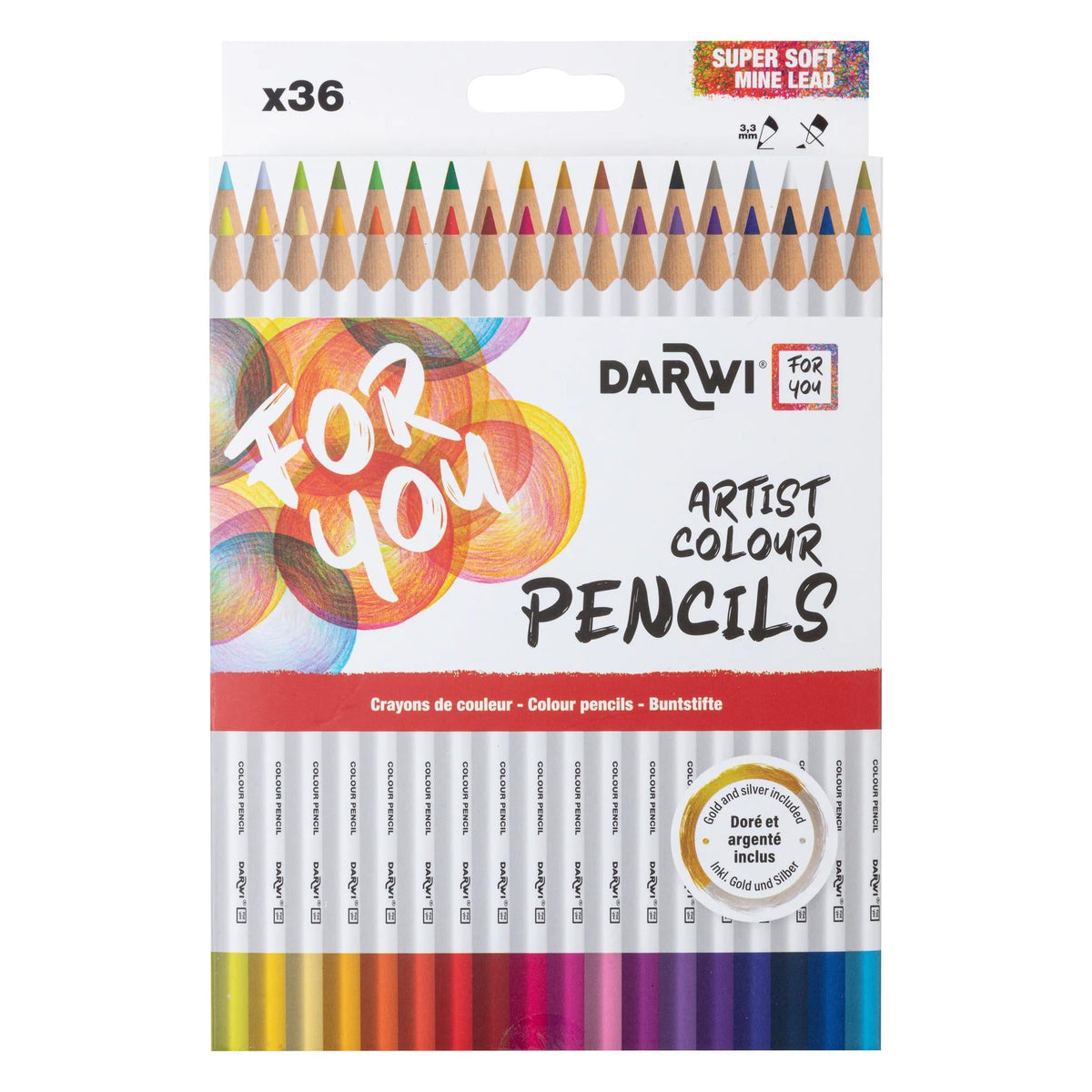 DARWI kleurpotloden, set van 36 stuks