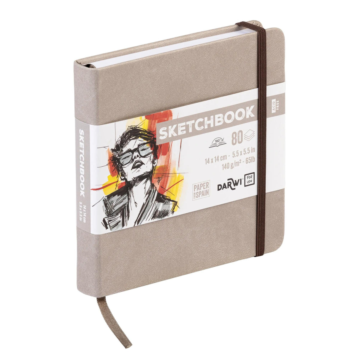 DARWI schetsboek Taupe 14 × 14 cm, 140 g/m², 80 vel