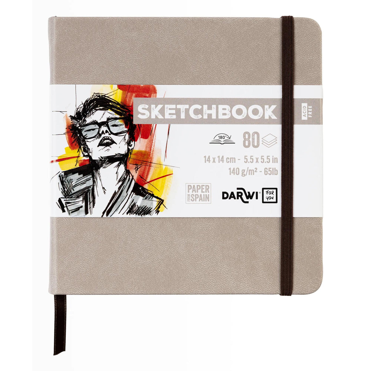 DARWI schetsboek Taupe 14 × 14 cm, 140 g/m², 80 vel