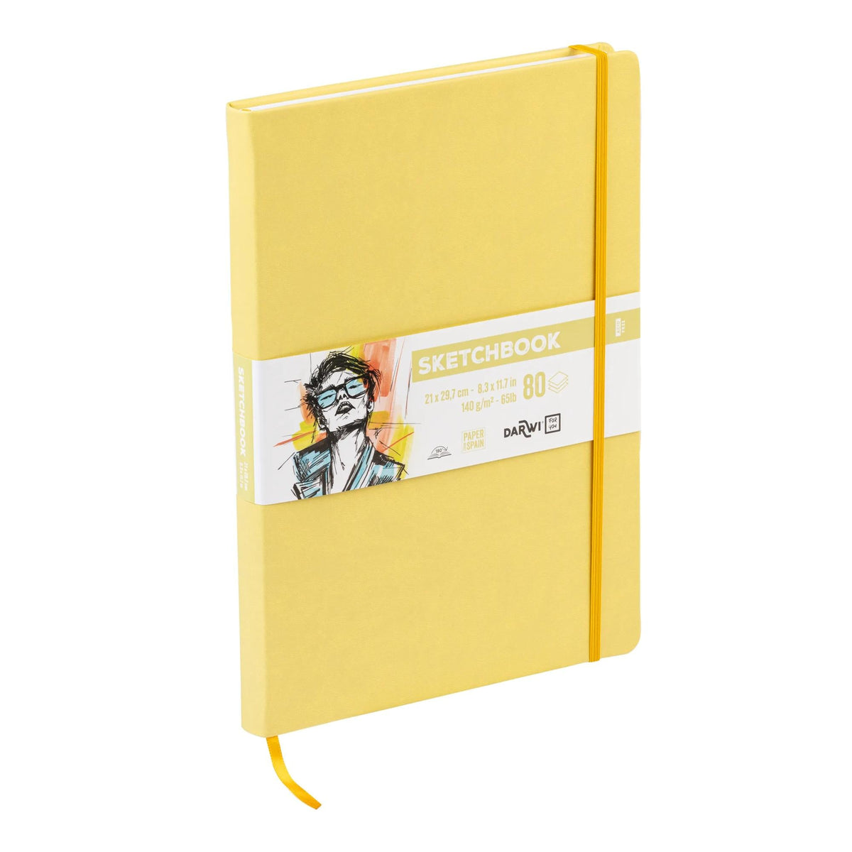 DARWI schetsboek zachtgeel A4, 140 g/m², 80 vel