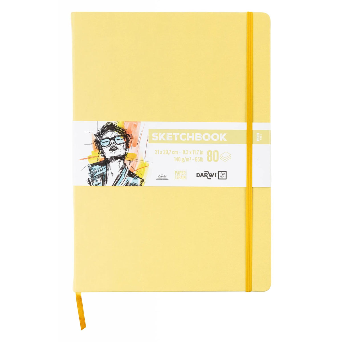 DARWI schetsboek zachtgeel A4, 140 g/m², 80 vel
