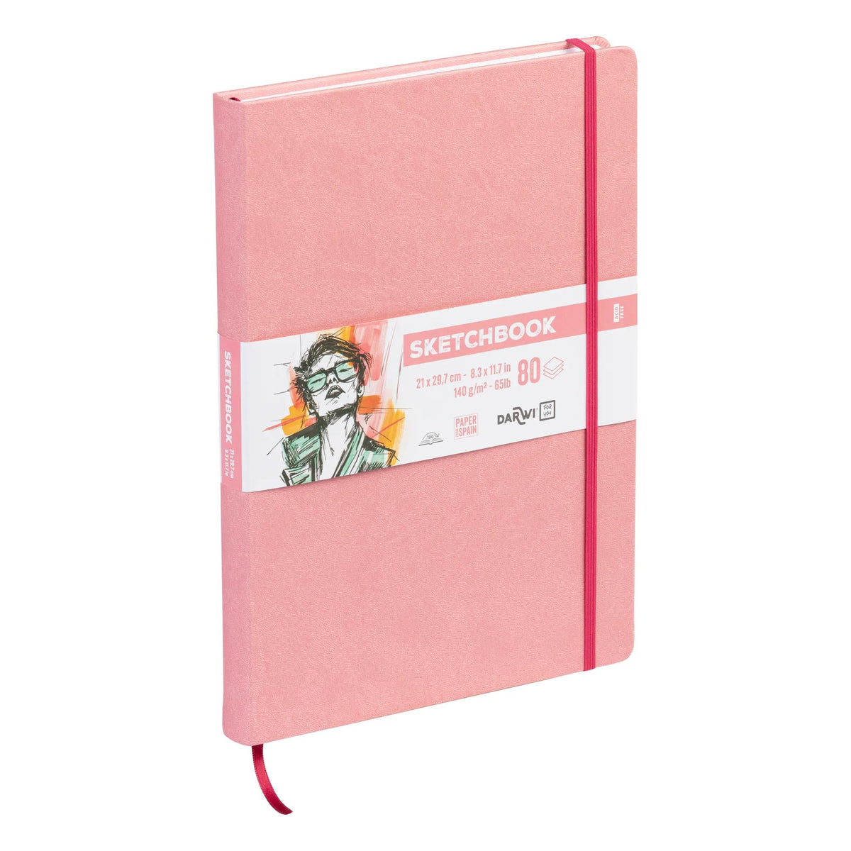 DARWI schetsboek zachtroze A4, 140 g/m², 80 vel
