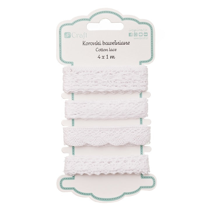 DP Craft kanten lint van katoen, 4 patronen van 1 m – afbeelding 2