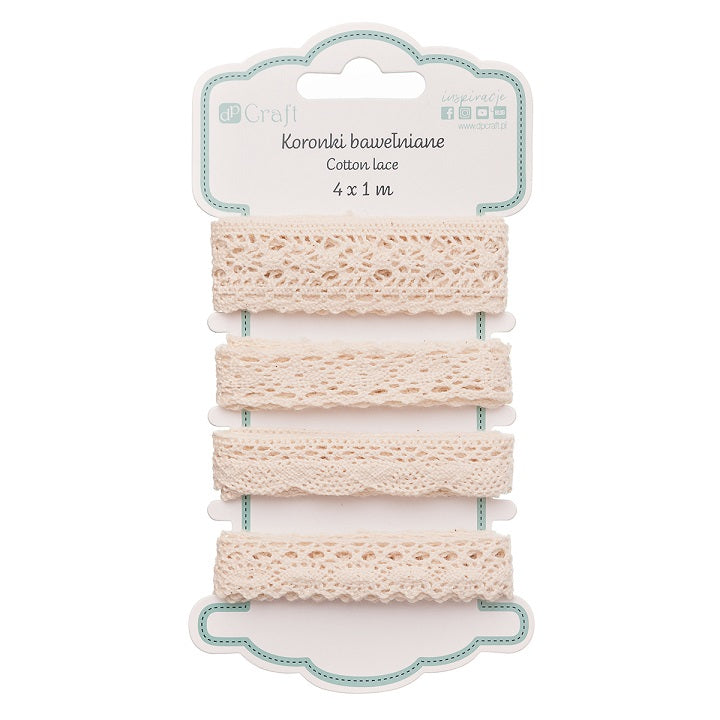 DP Craft kanten lint van katoen, 4 patronen van 1 m – afbeelding 3