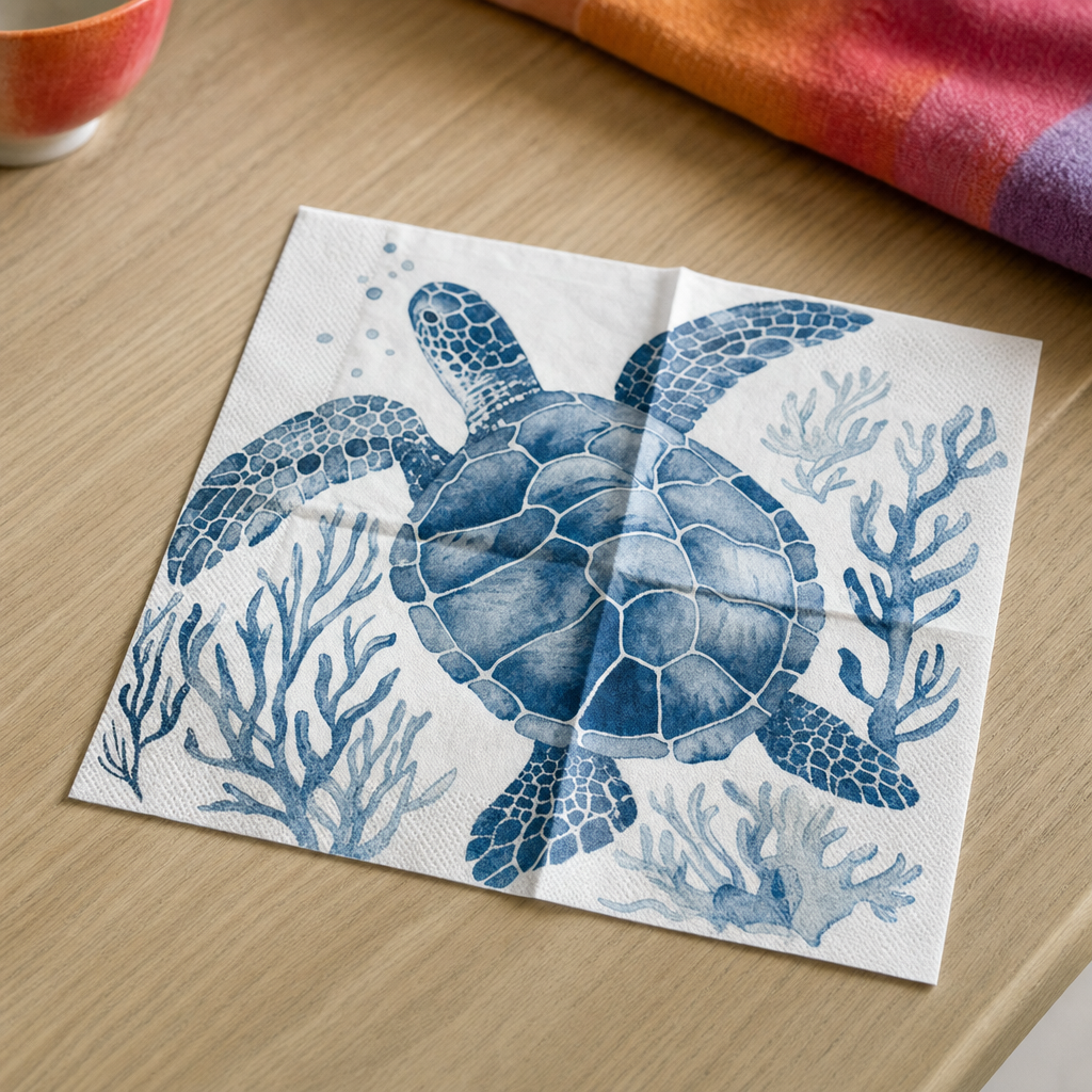 Decoupageservetten zeedieren, blauwe print – afbeelding 3