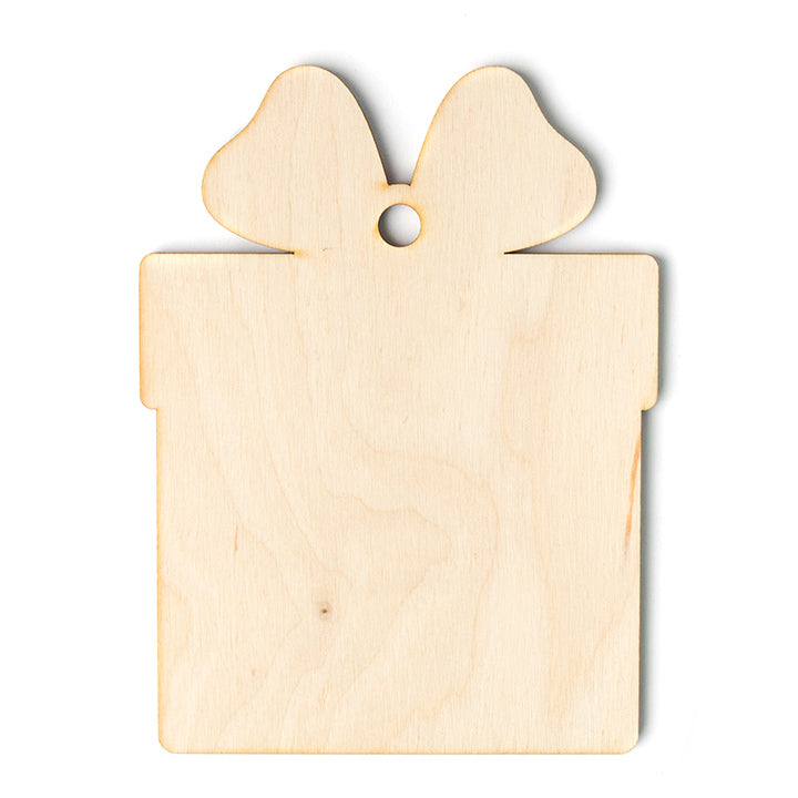 Houten kersthangers met cadeau, set van 5 – MXH702d