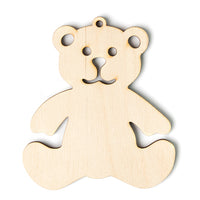 Houten kersthangers met teddybeer, set van 5 – MXH702m