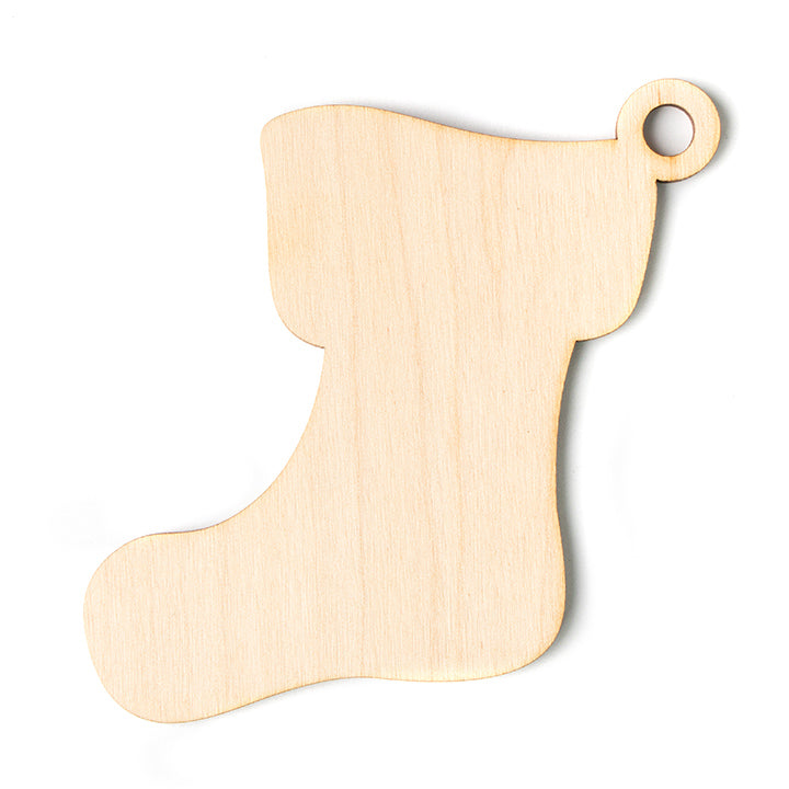 Houten kerstdecoratie kerstsok, 5 stuks