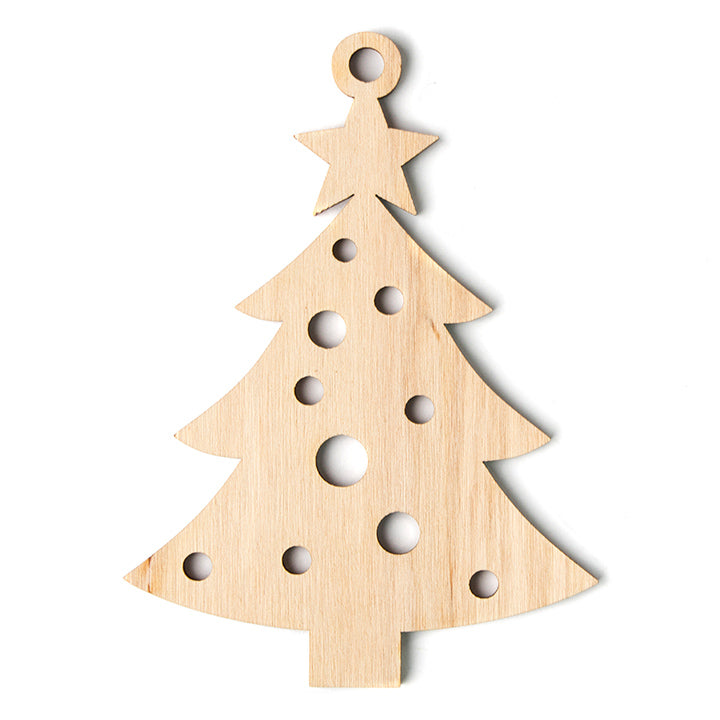 Houten kerstdecoratie kerstboom, 5 stuks