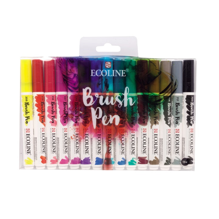 Ecoline Watercolor Brush Pens, Set of 15